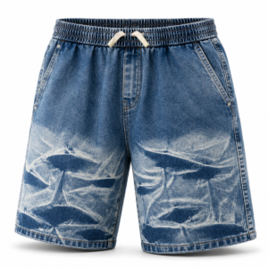 Blue Washed Denim Drawstring Shorts