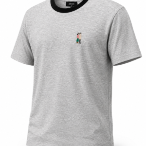 AMAX Grey T-Shirt with Black Collar Detail