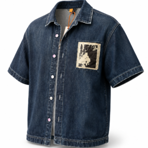 Denim Streetwear Graphic Shirt – Dark Blue