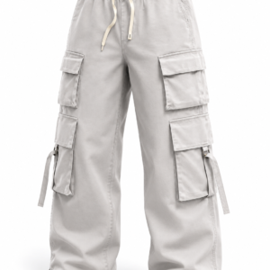Multi-Pocket Wide Leg Cargo Pants – Off White