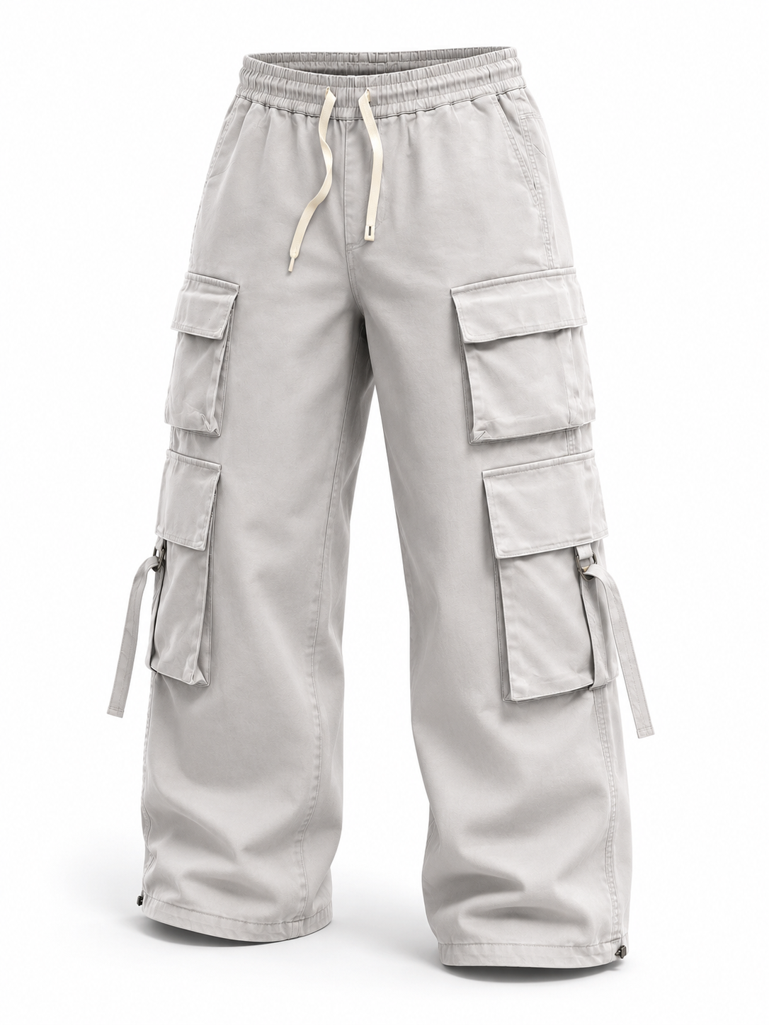 Multi-Pocket Wide Leg Cargo Pants – Off White